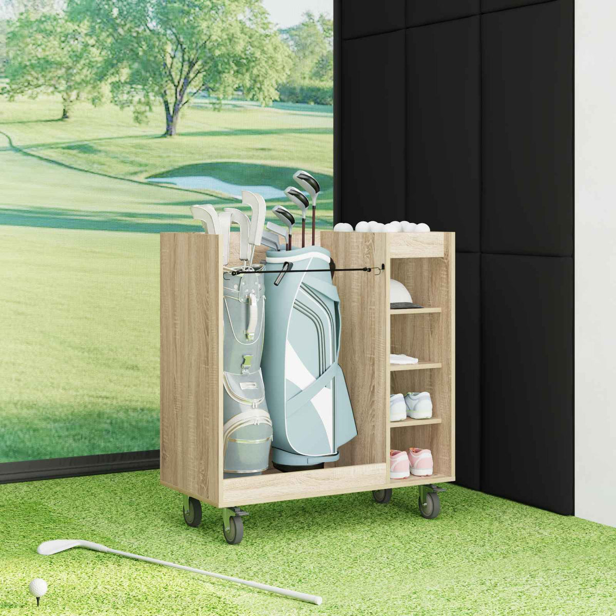 Golf Skab med hjul Ensfarvet Sonoma eg 90 x 45 x 98 cm
