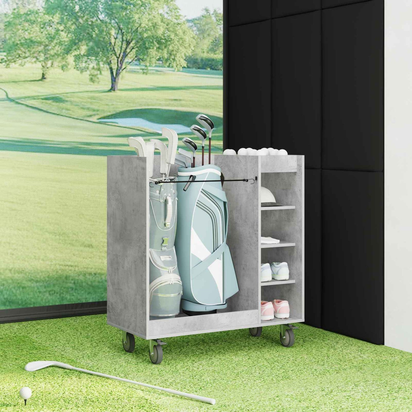Golf Skab med hjul Betongrå 90 x 45 x 98 cm Engineered Wood