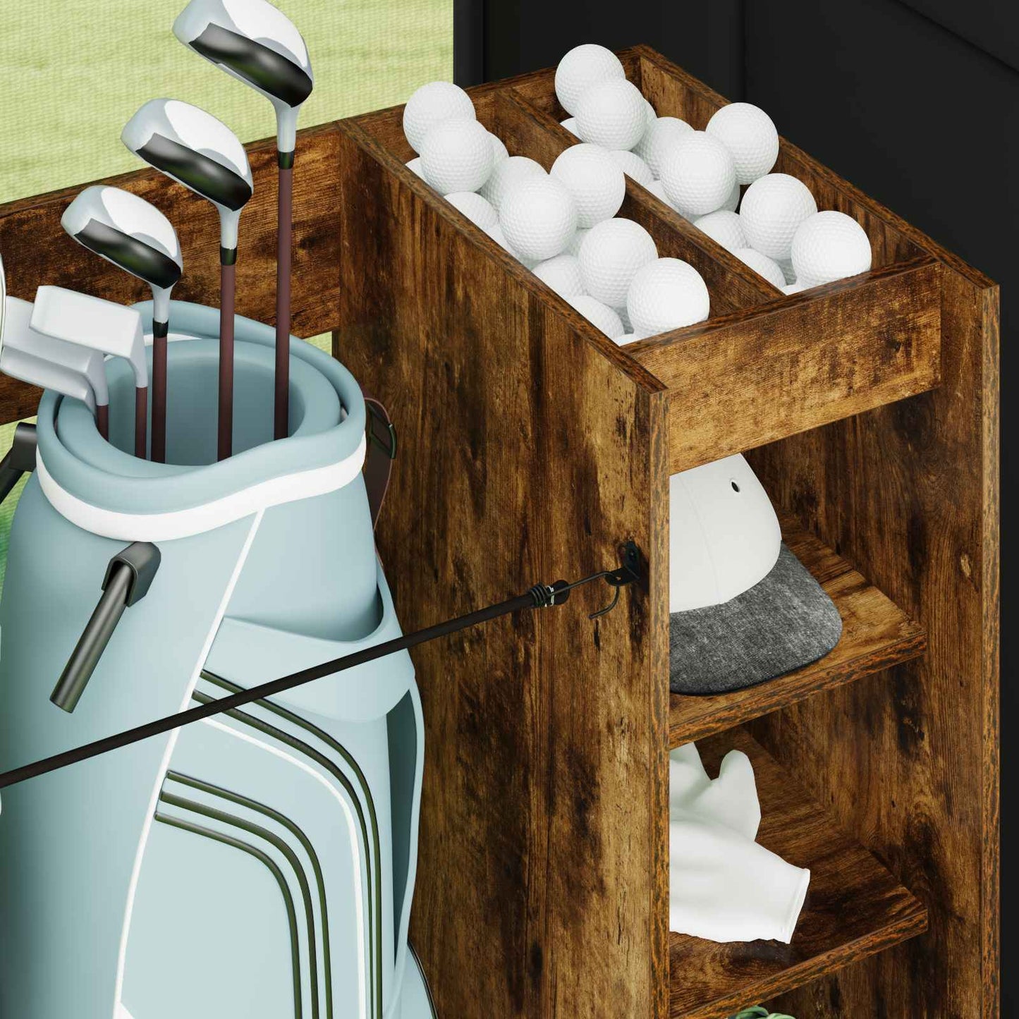 Golf Skab med hjul Ensfarvet Røget eg 90 x 45 x 98 cm