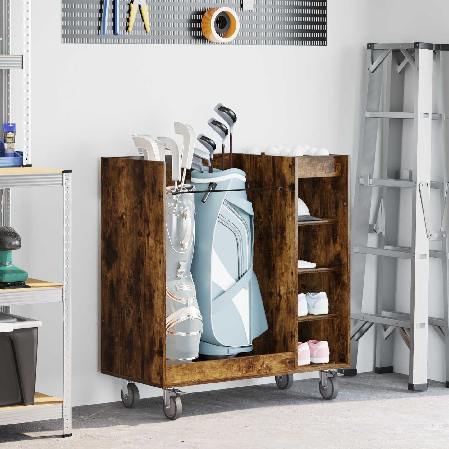Golf Skab med hjul Ensfarvet Røget eg 90 x 45 x 98 cm