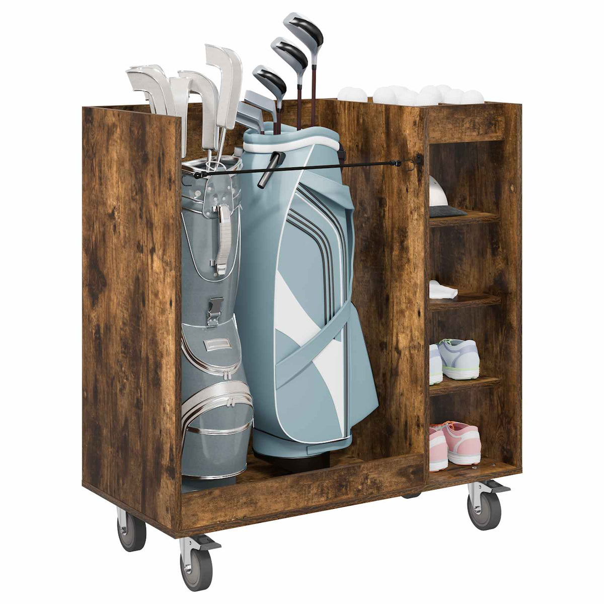 Golf Skab med hjul Ensfarvet Røget eg 90 x 45 x 98 cm