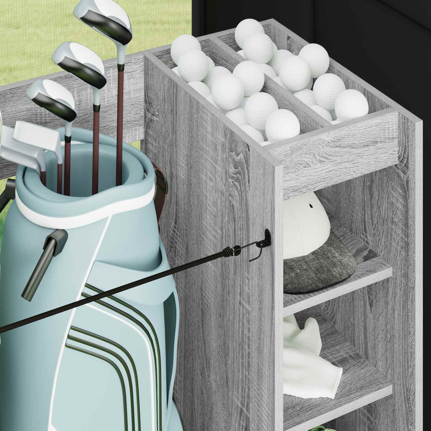 Golf Skab med hjul Ensfarvet Grå Sonoma 90 x 45 x 98 cm