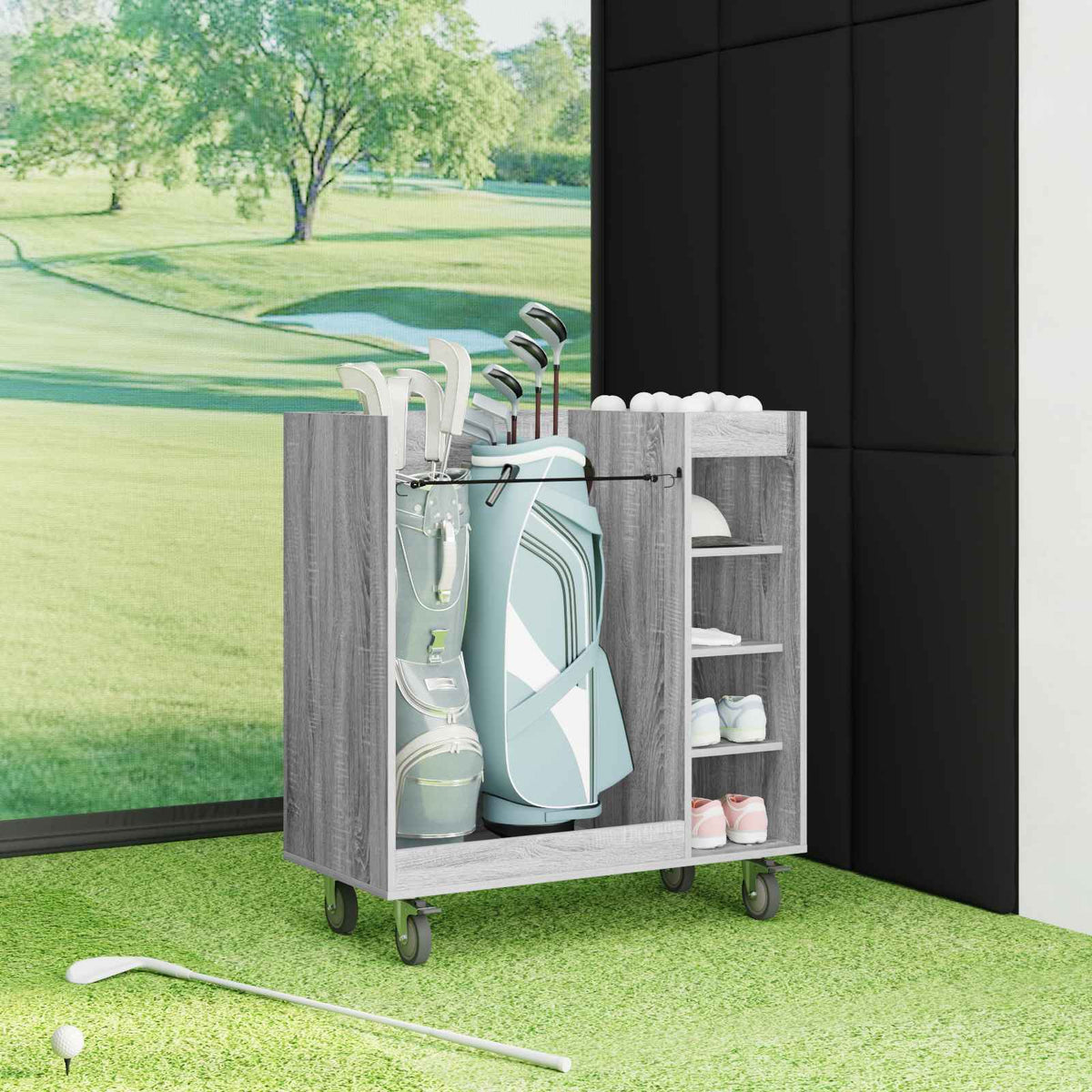 Golf Skab med hjul Ensfarvet Grå Sonoma 90 x 45 x 98 cm