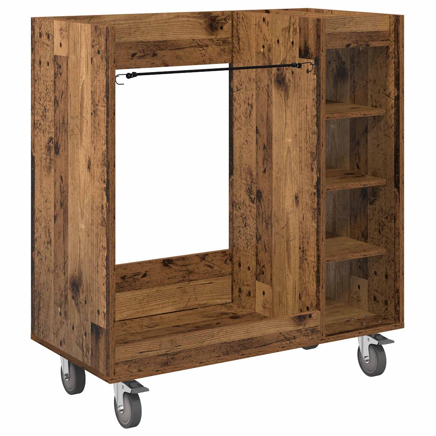 Golf Skab med hjul Ensfarvet Gammelt træ 90 x 45 x 98 cm