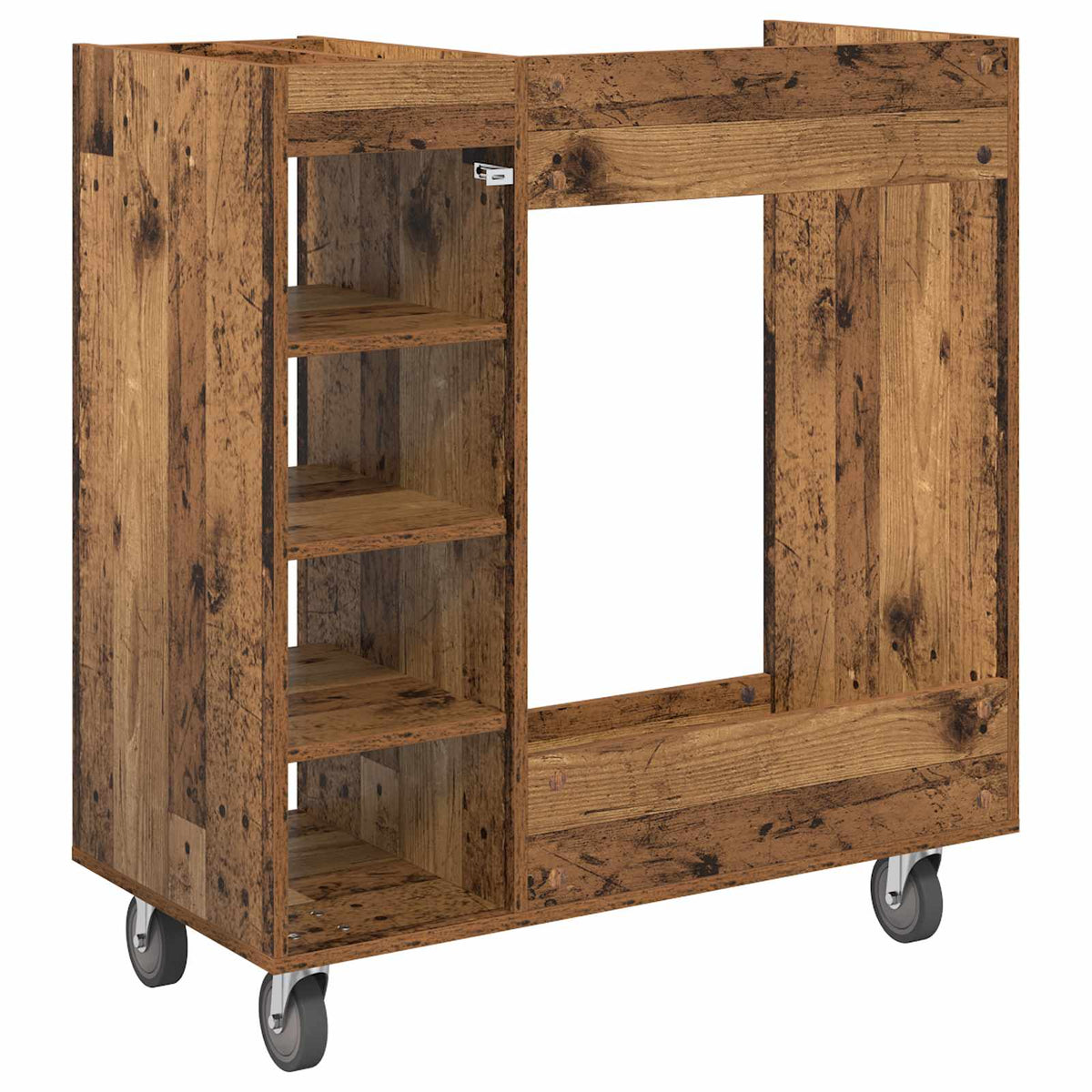 Golf Skab med hjul Ensfarvet Gammelt træ 90 x 45 x 98 cm