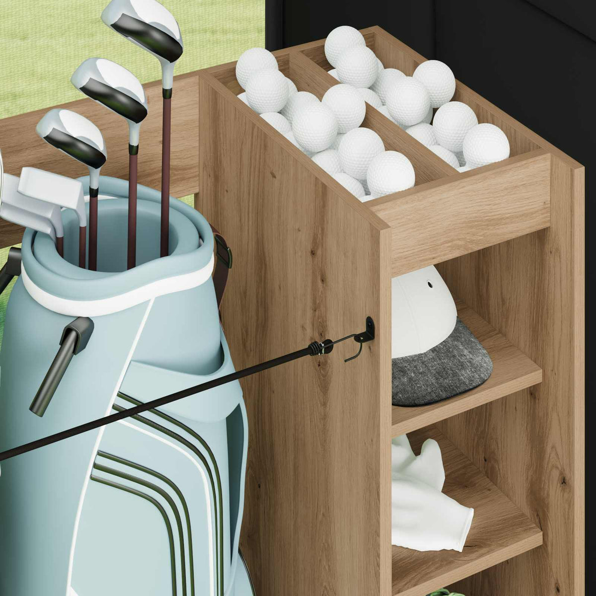 Golf Skab med hjul Ensfarvet Artisan Egetræ 90 x 45 x 98 cm
