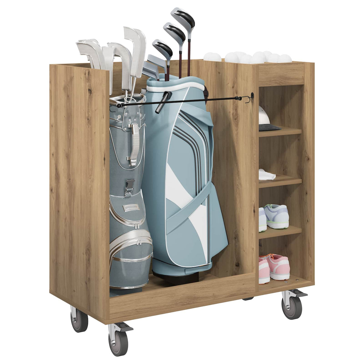 Golf Skab med hjul Ensfarvet Artisan Egetræ 90 x 45 x 98 cm