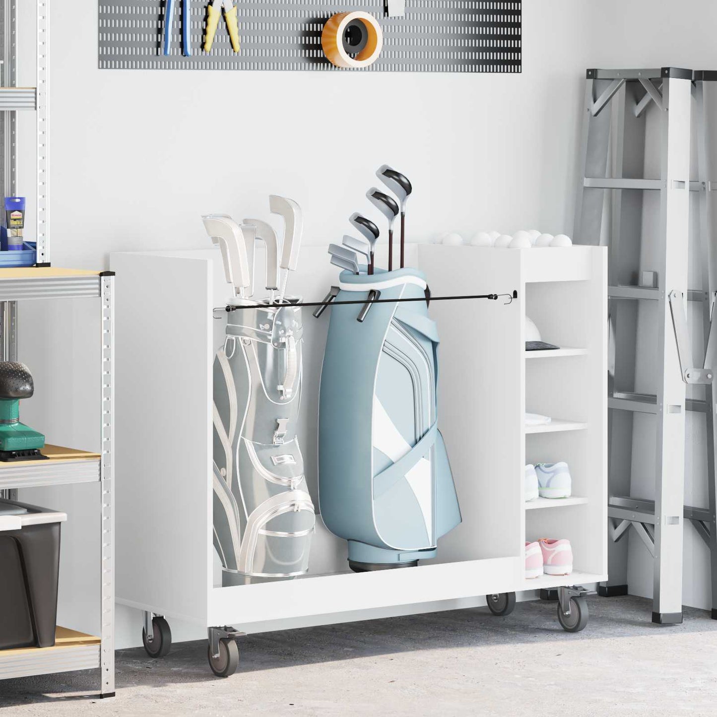 Golf Skab med hjul Ensfarvet Hvid 120 x 45 x 98 cm