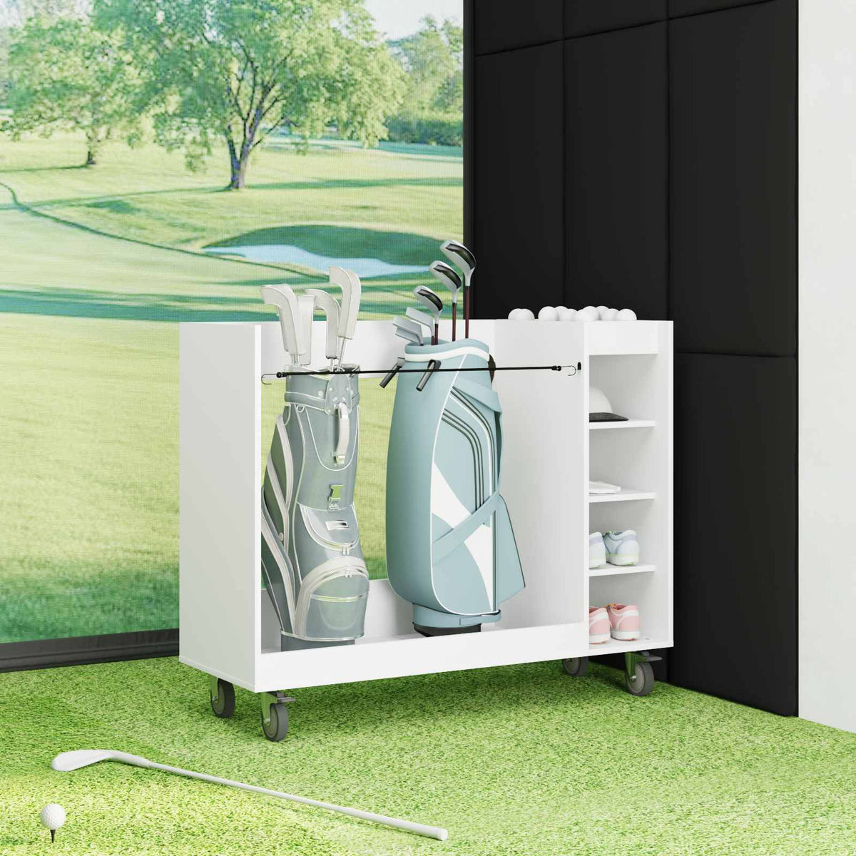Golf Skab med hjul Ensfarvet Hvid 120 x 45 x 98 cm