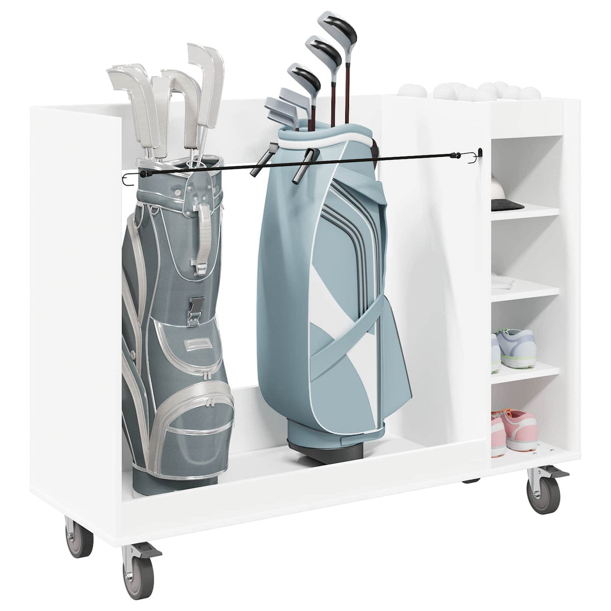 Golf Skab med hjul Ensfarvet Hvid 120 x 45 x 98 cm