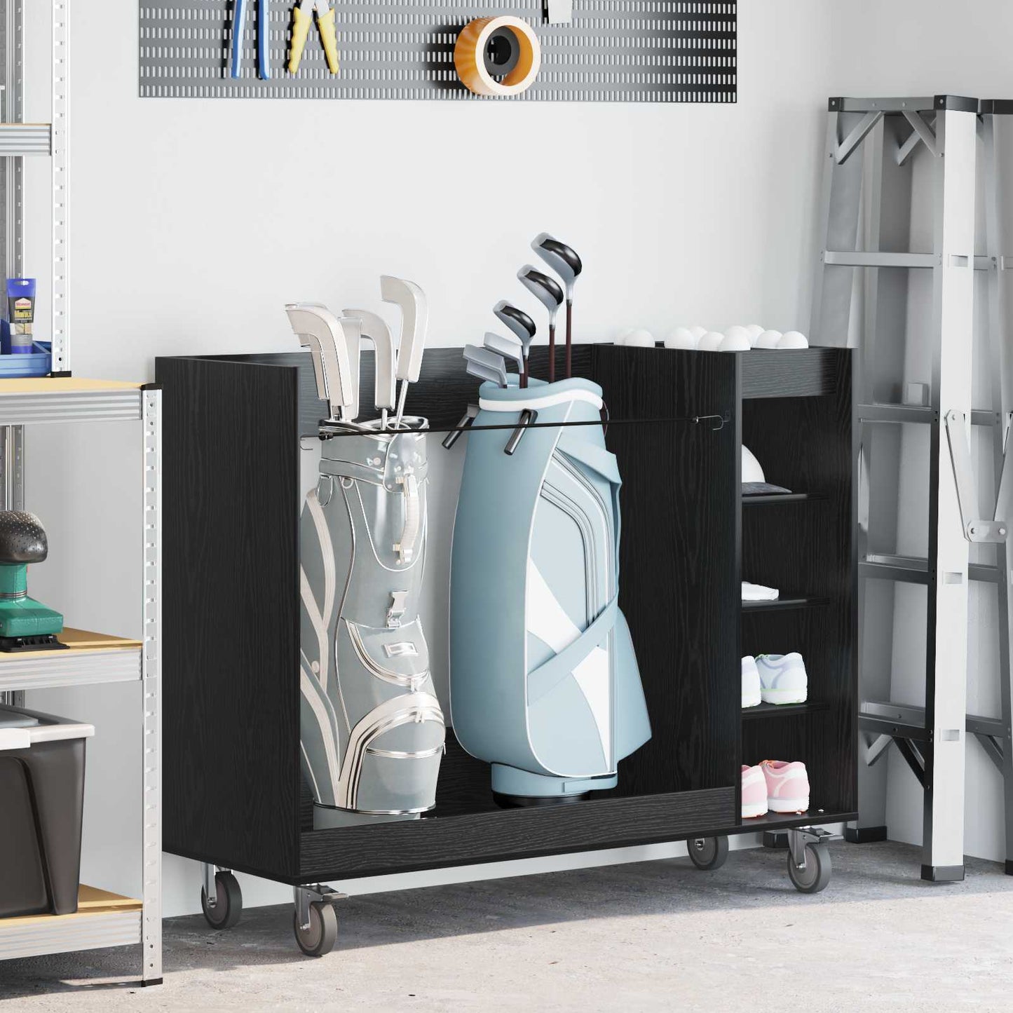Golf Skab med hjul Ensfarvet Sort eg 120 x 45 x 98 cm