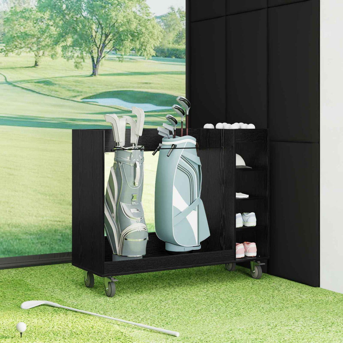Golf Skab med hjul Ensfarvet Sort eg 120 x 45 x 98 cm