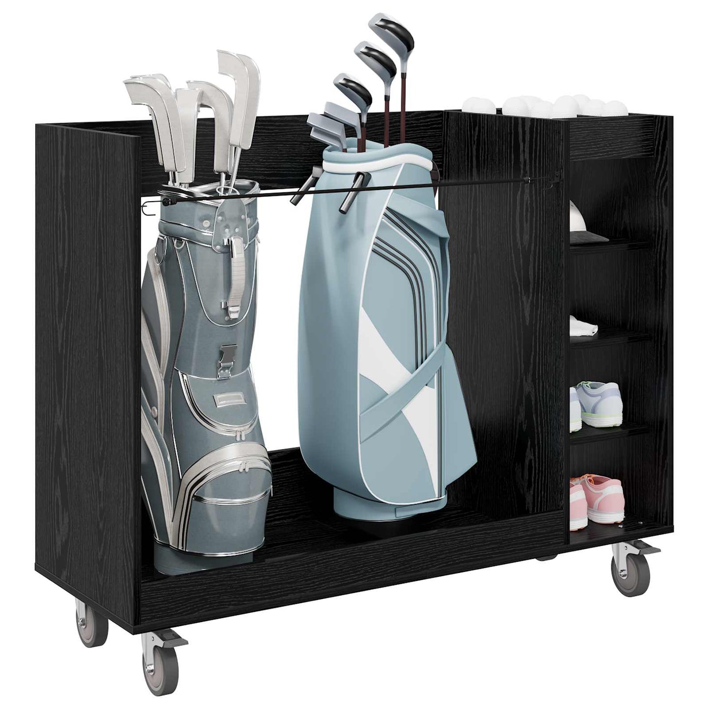 Golf Skab med hjul Ensfarvet Sort eg 120 x 45 x 98 cm