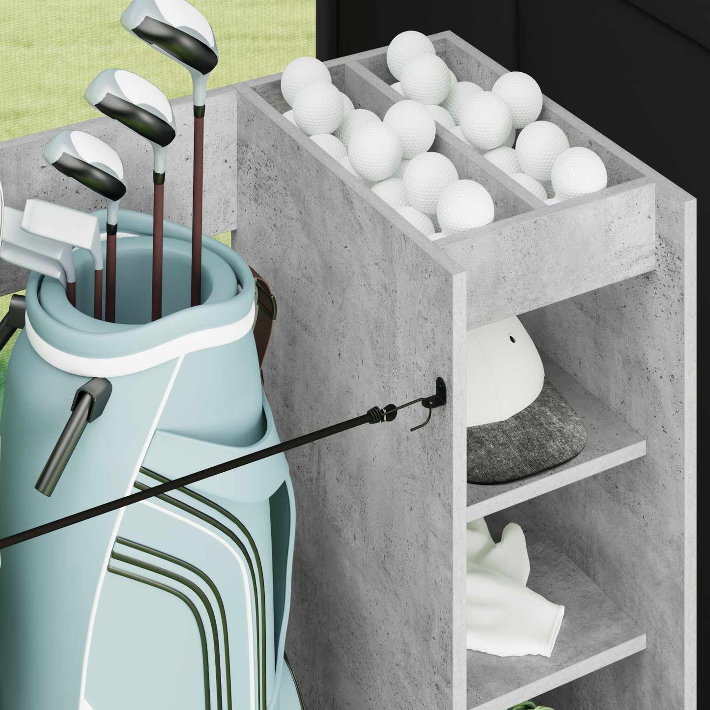 Golf Skab med hjul Ensfarvet Beton Grå 120 x 45 x 98 cm