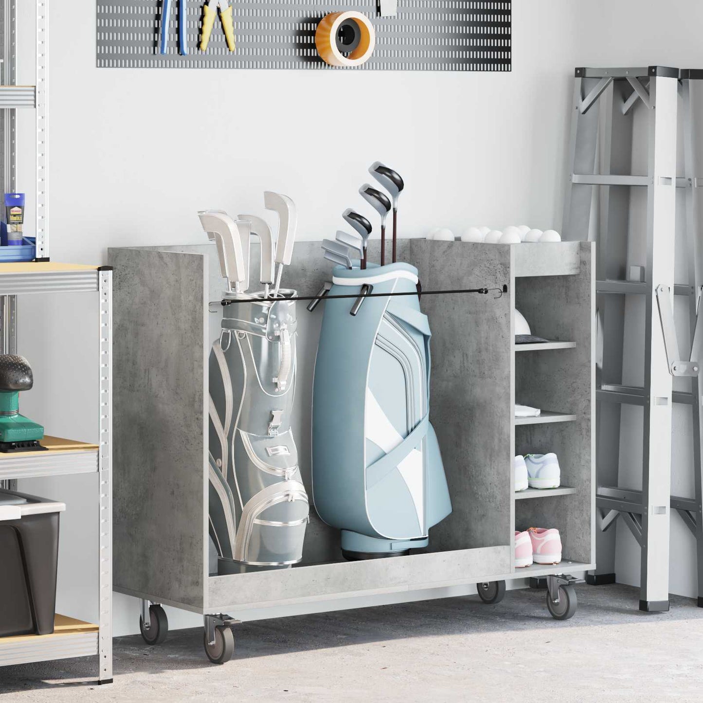 Golf Skab med hjul Ensfarvet Beton Grå 120 x 45 x 98 cm