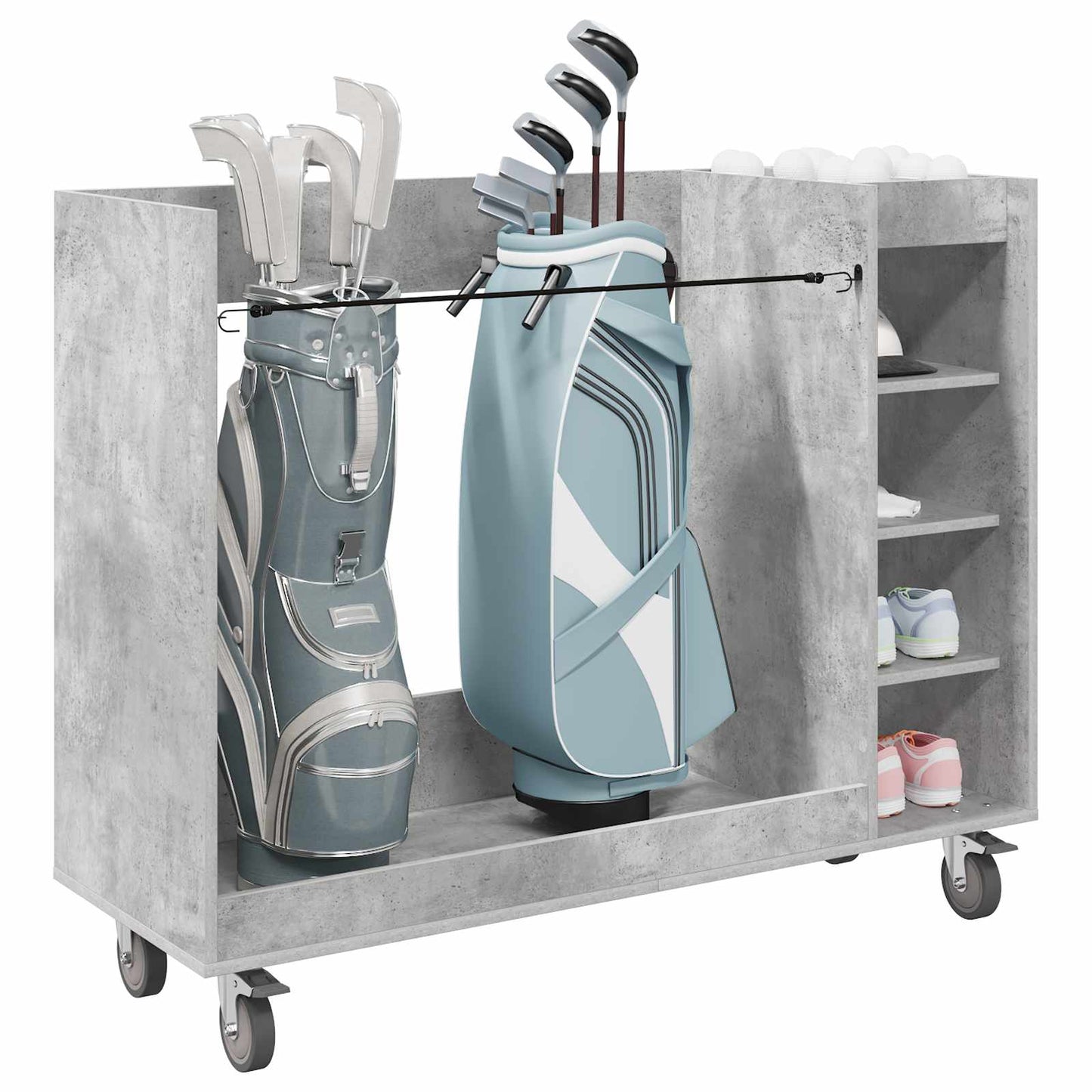 Golf Skab med hjul Ensfarvet Beton Grå 120 x 45 x 98 cm