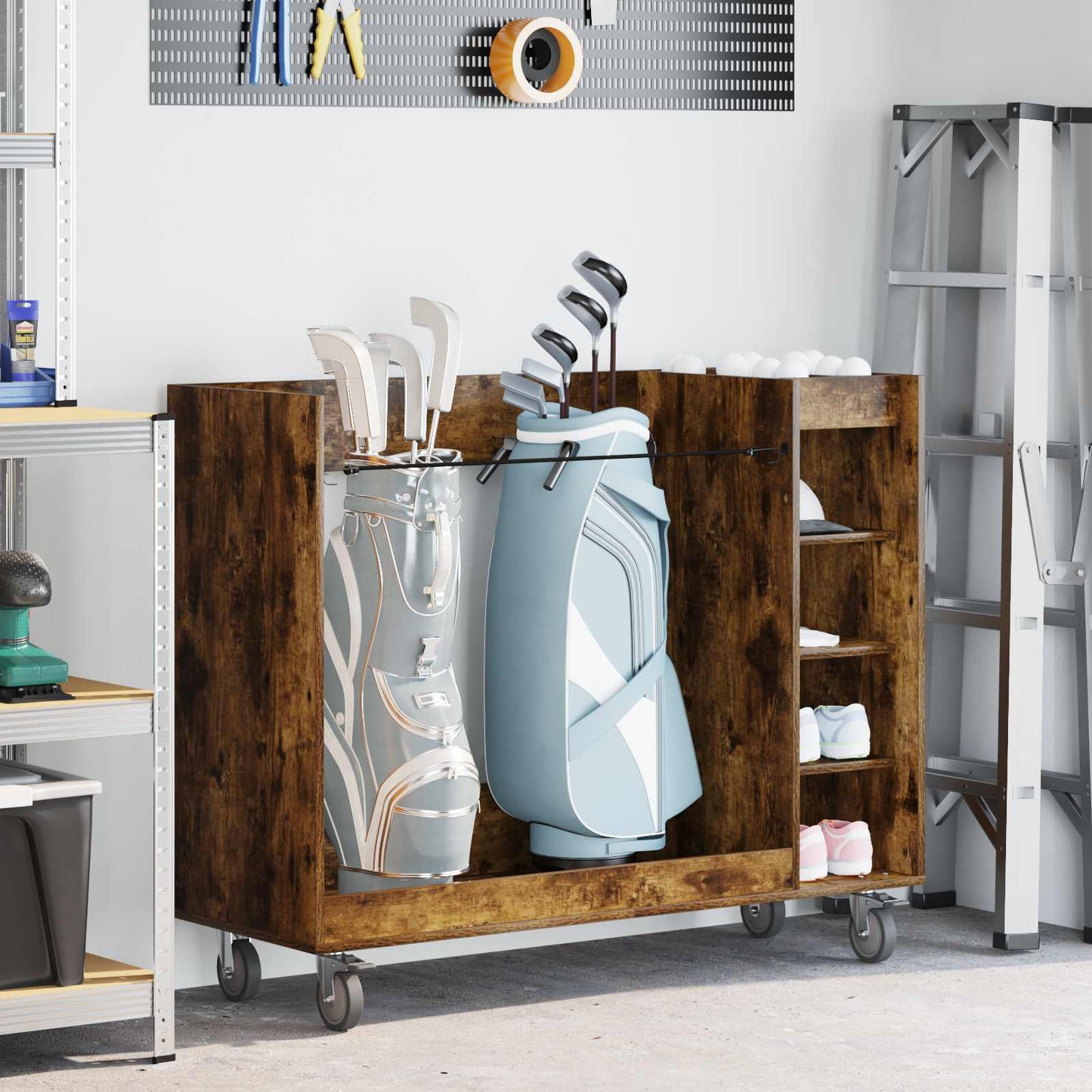 Golf Skab med hjul Ensfarvet Røget eg 120 x 45 x 98 cm