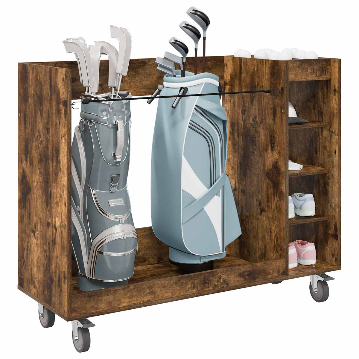 Golf Skab med hjul Ensfarvet Røget eg 120 x 45 x 98 cm