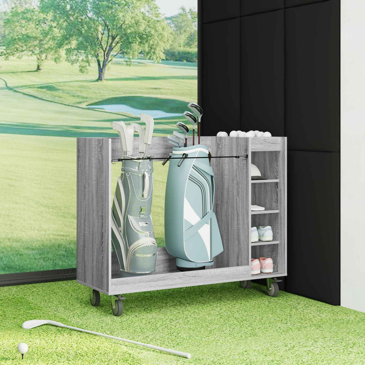 Golf Skab med hjul Ensfarvet Grå Sonoma 120 x 45 x 98 cm