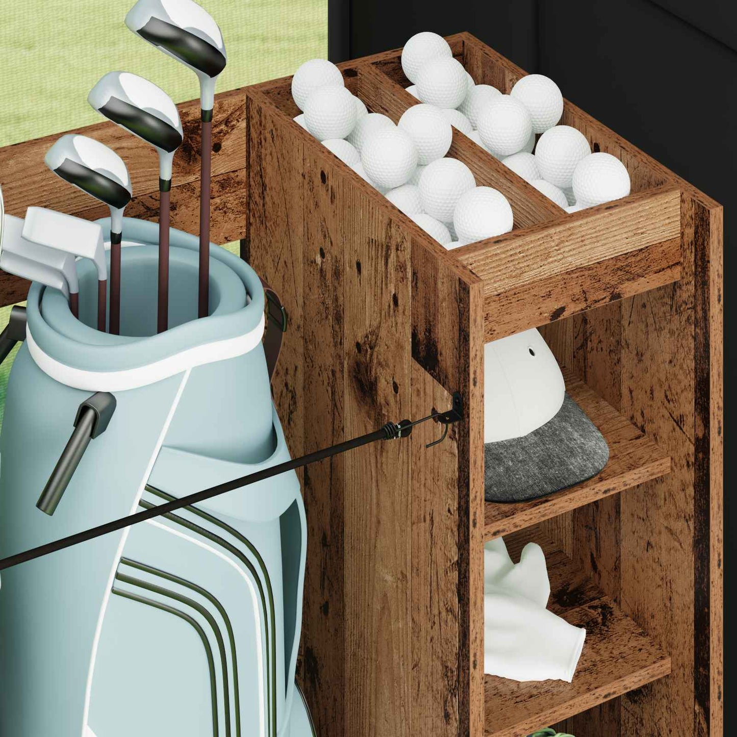 Golf Skab med hjul Ensfarvet Gammelt træ 120 x 45 x 98 cm