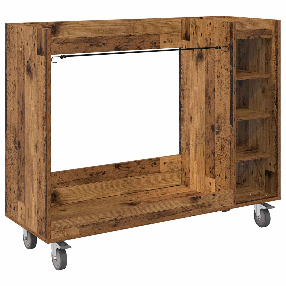Golf Skab med hjul Ensfarvet Gammelt træ 120 x 45 x 98 cm