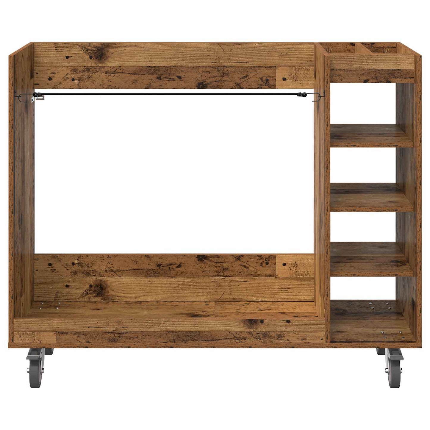 Golf Skab med hjul Ensfarvet Gammelt træ 120 x 45 x 98 cm