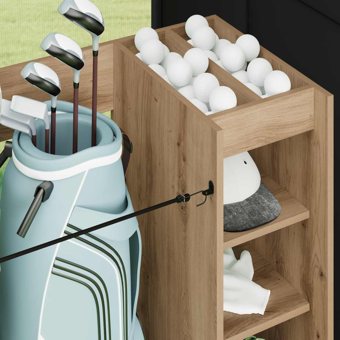 Golf Skab med hjul Ensfarvet Artisan Egetræ 120 x 45 x 98 cm