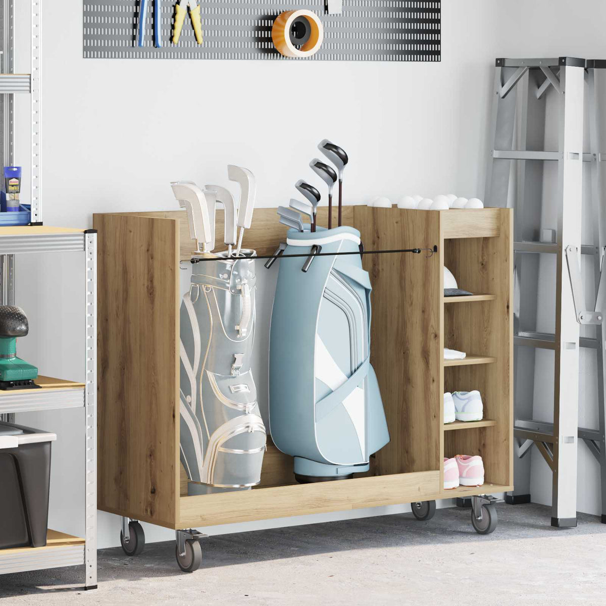 Golf Skab med hjul Ensfarvet Artisan Egetræ 120 x 45 x 98 cm