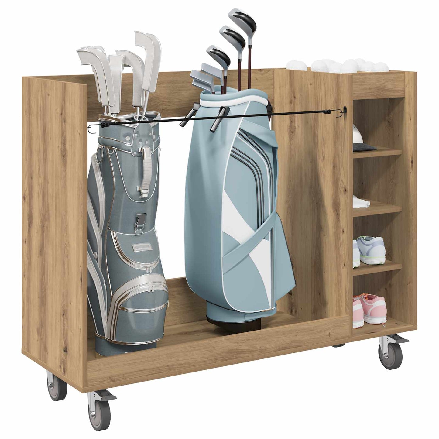 Golf Skab med hjul Ensfarvet Artisan Egetræ 120 x 45 x 98 cm