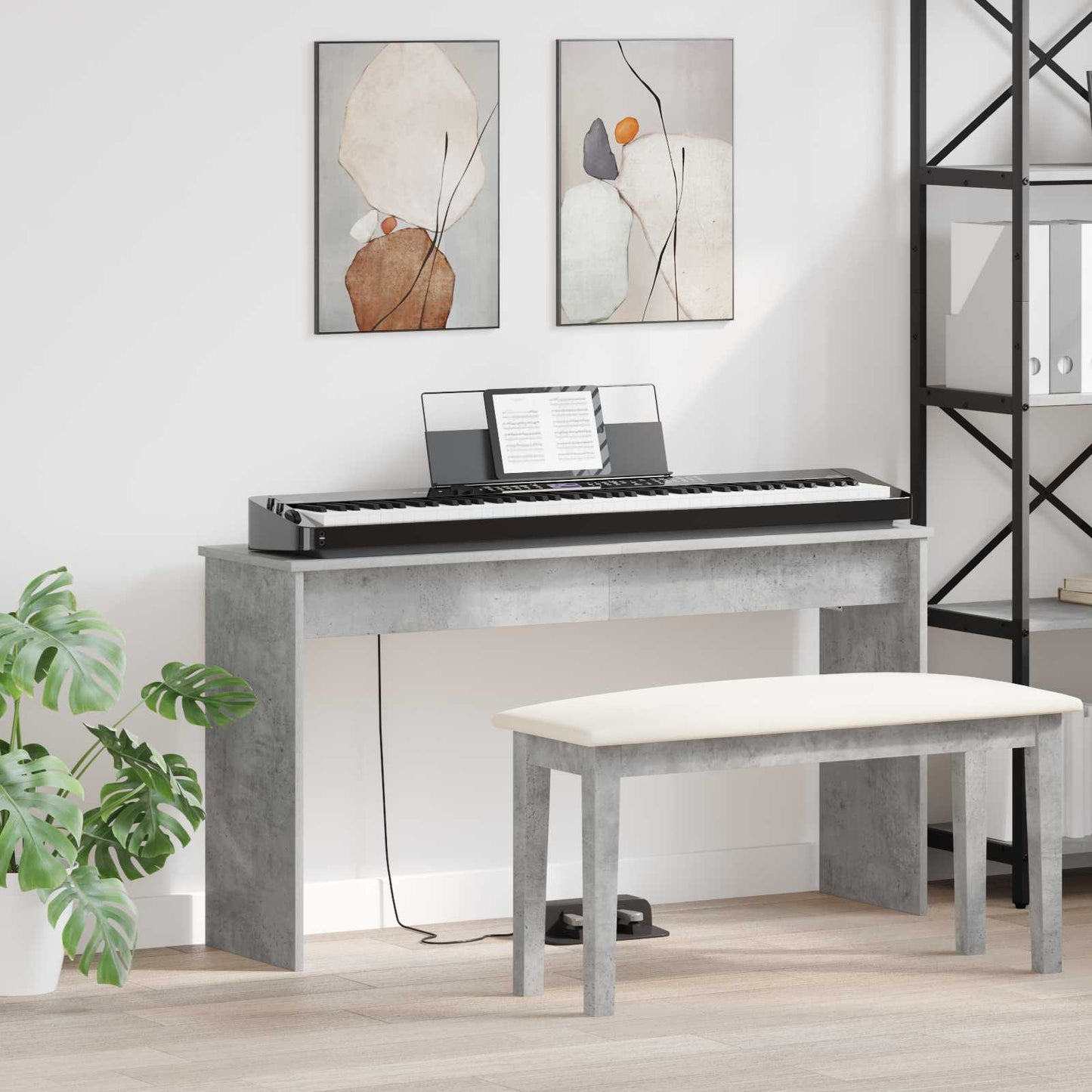 Keyboard Stand Beton Grå 120 x 32 x 64 cm Konstrueret træ