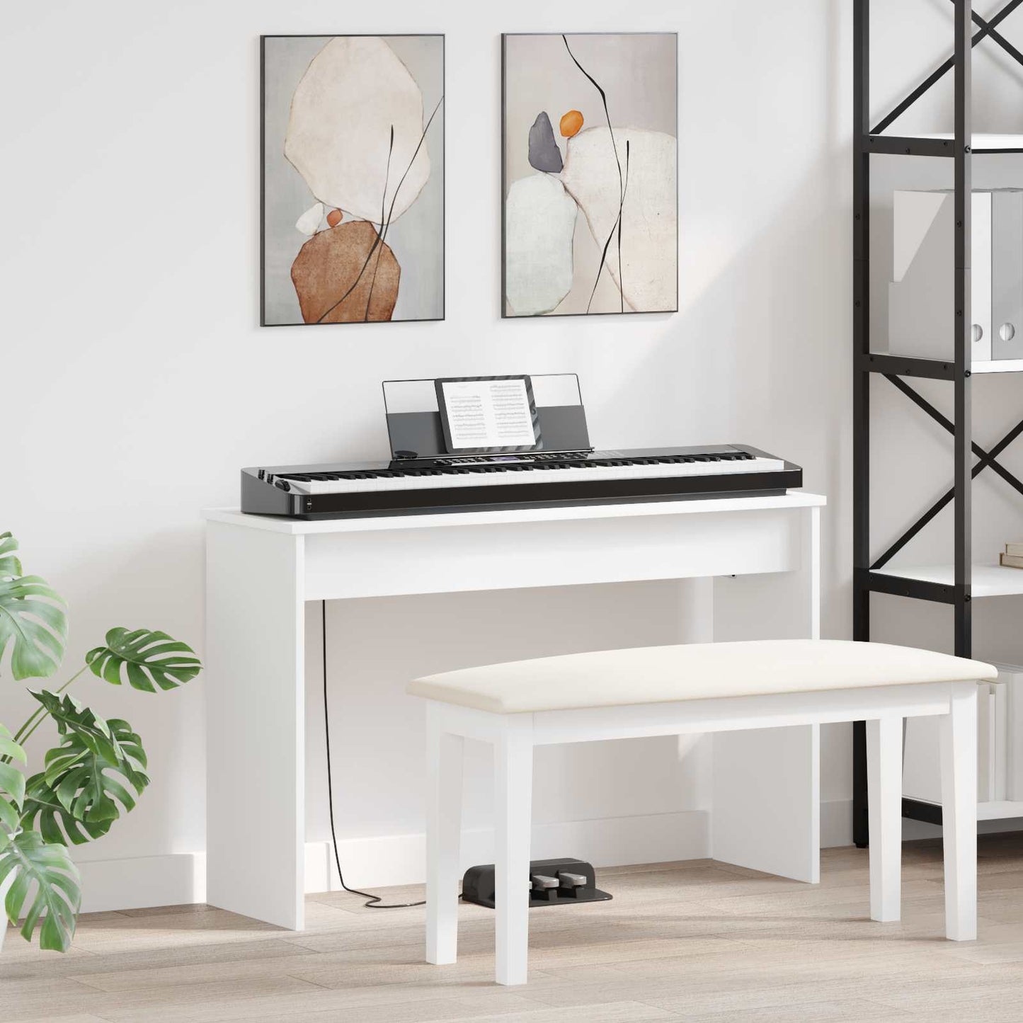 Keyboard Stand Hvid 100 x 32 x 64 cm Konstrueret træ