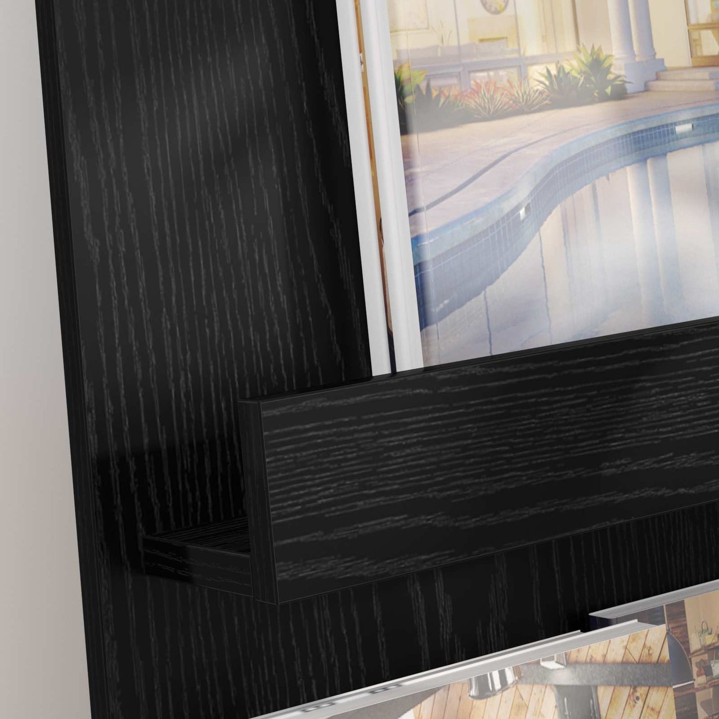 Magasin Rack med hylde Sort eg 43 x 11 x 102 cm Konstrueret træ