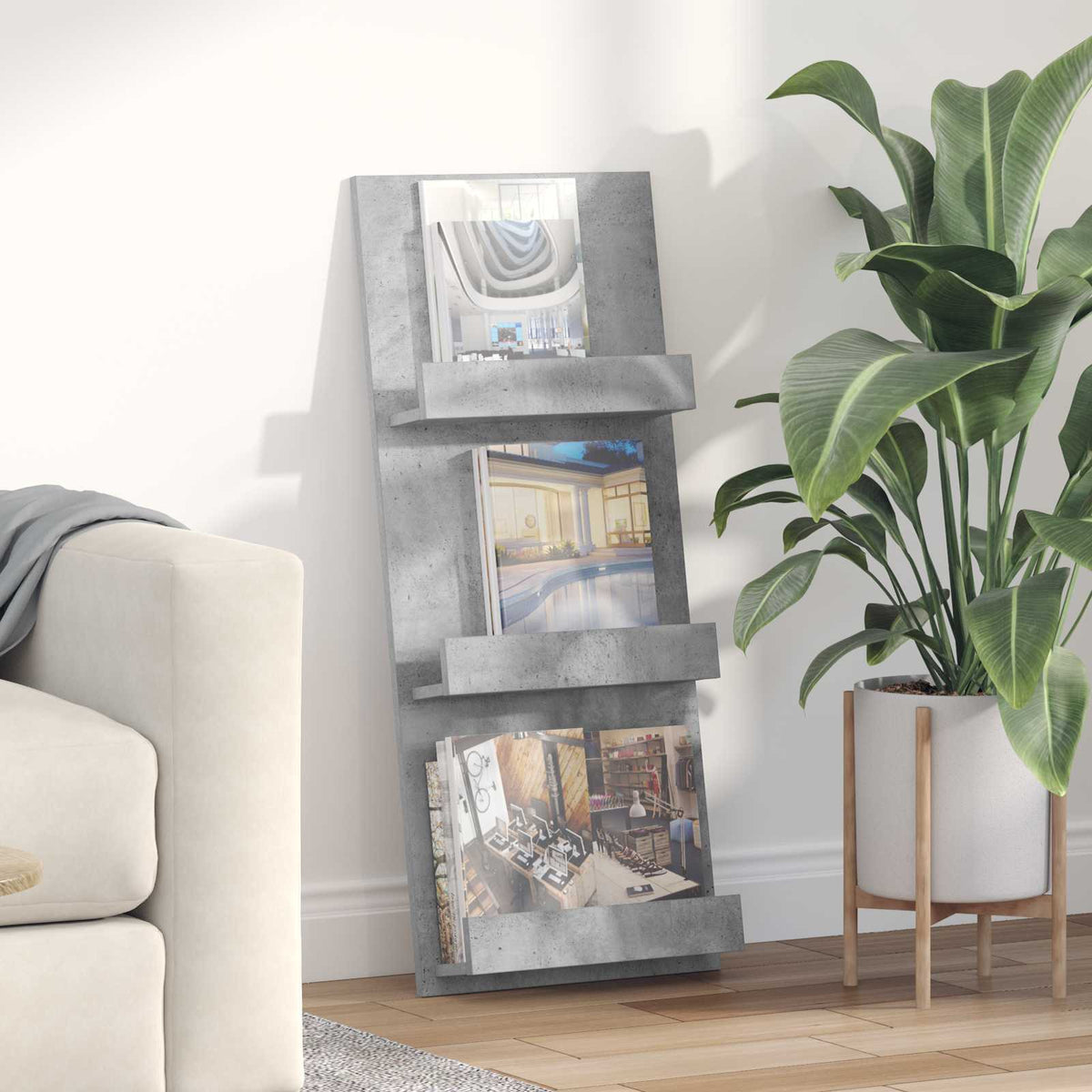 Magasin Rack Beton Grå 43 x 11 x 102 cm Konstrueret træ