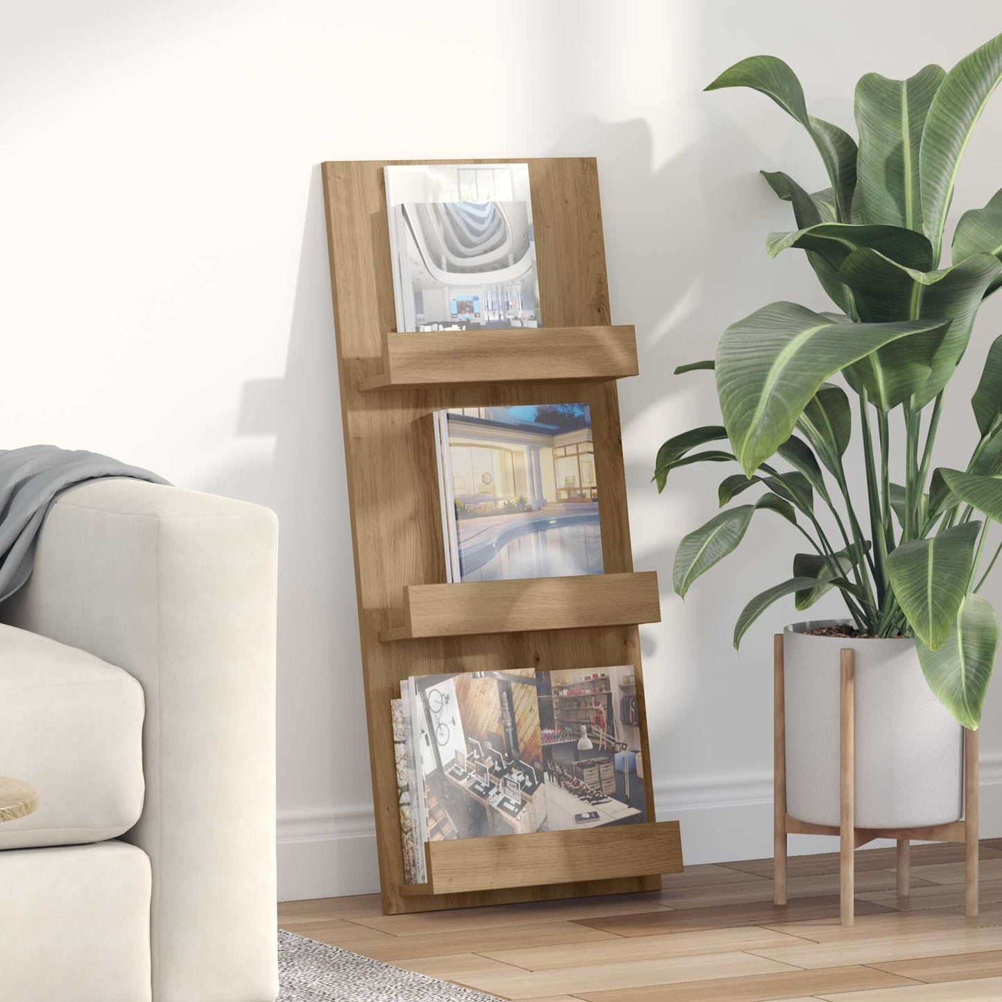 Magasin Rack Artisan Egetræ 43 x 11 x 102 cm Konstrueret træ