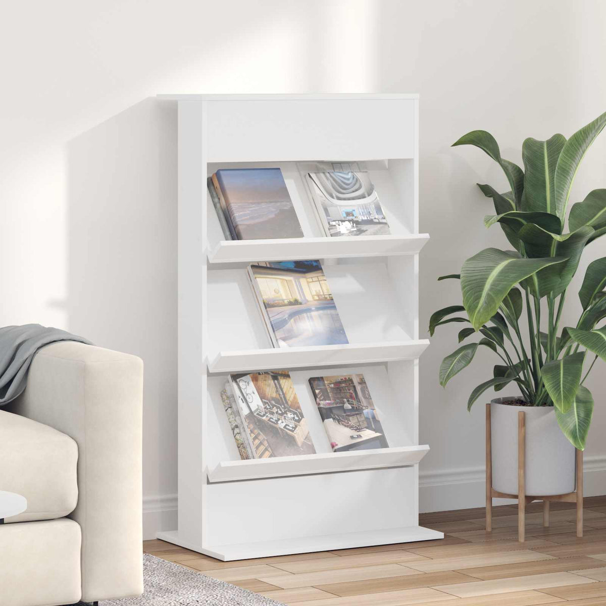 Magasin Rack Hvid 70 x 41 x 126 cm Konstrueret træ