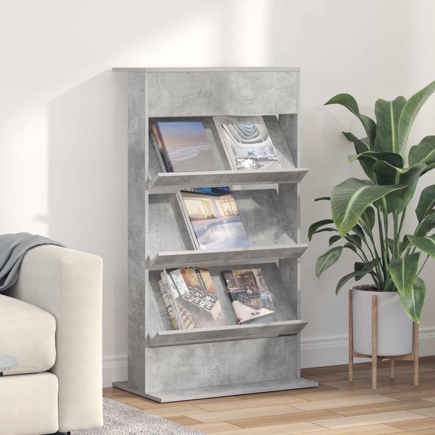 Magasin Rack Beton Grå 70 x 41 x 126 cm Konstrueret træ