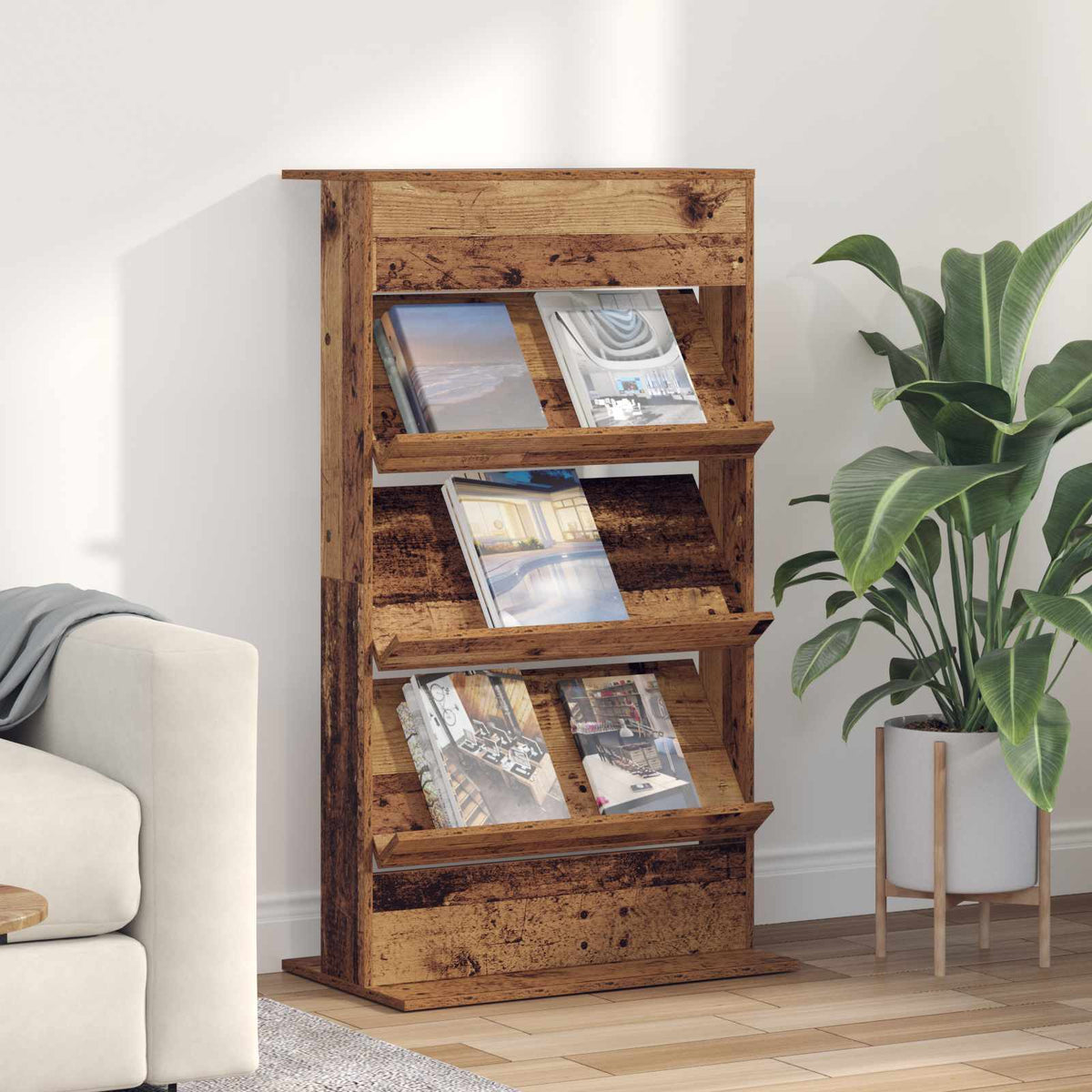 Magasin Rack Gammelt træ 70 x 41 x 126 cm Konstrueret træ