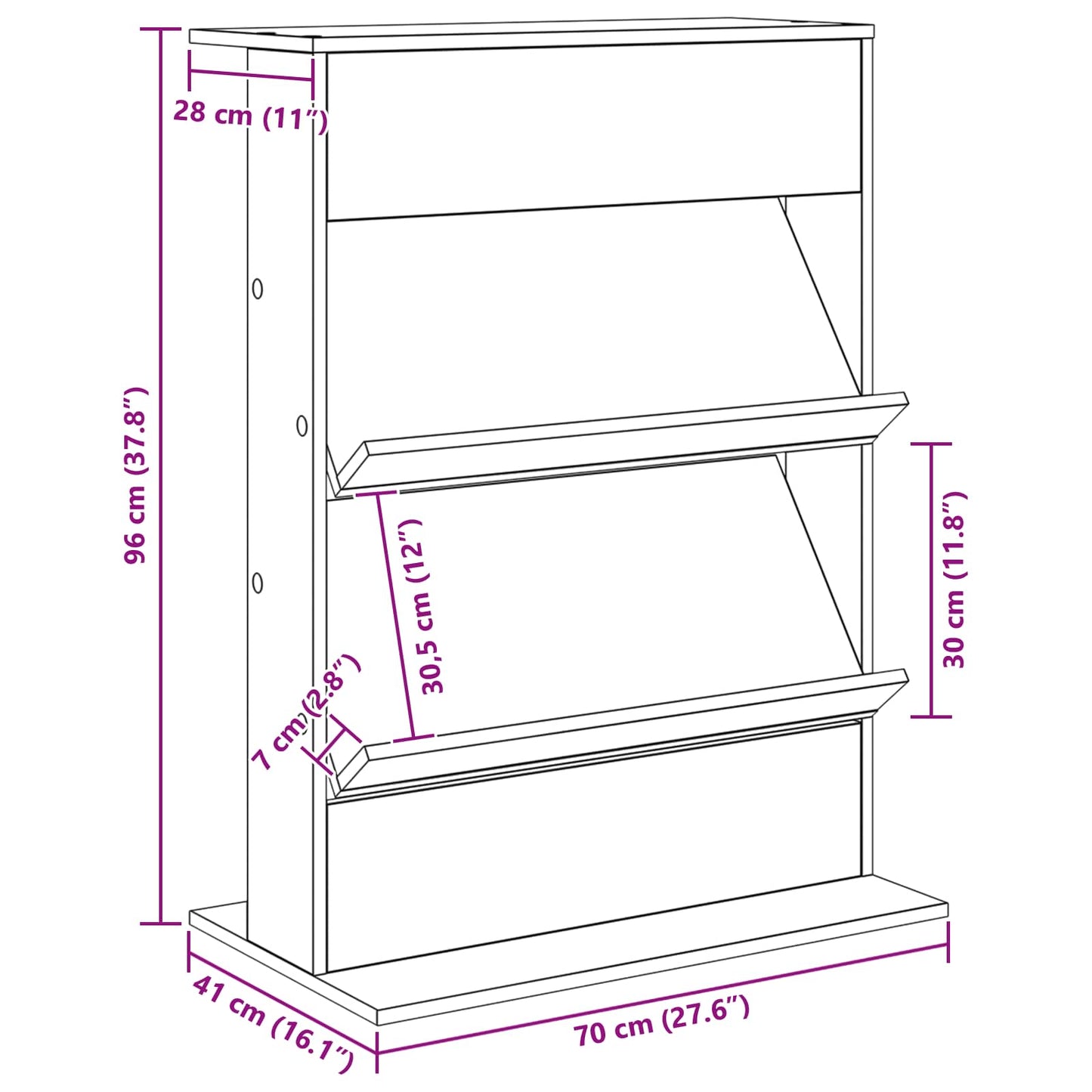 Magasin Rack Sonoma eg 70 x 41 x 96 cm Konstrueret træ