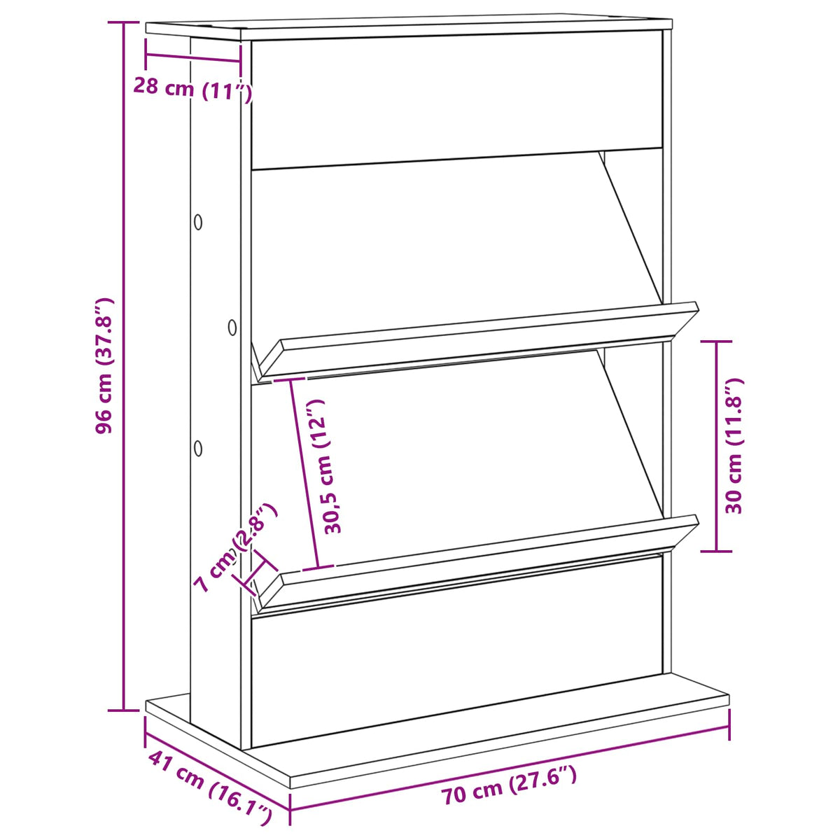 Magasin Rack Røget eg 70 x 41 x 96 cm Konstrueret træ