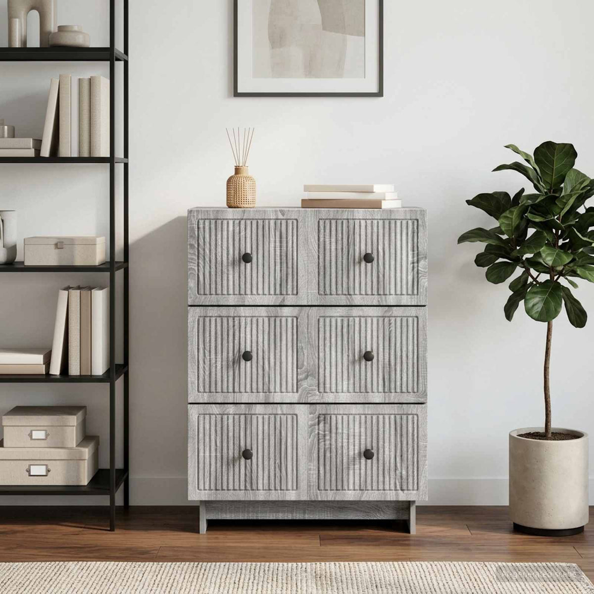 Skuffeskab 66 x 34,5 x 90 cm Konstrueret træ Grå sonoma-eg