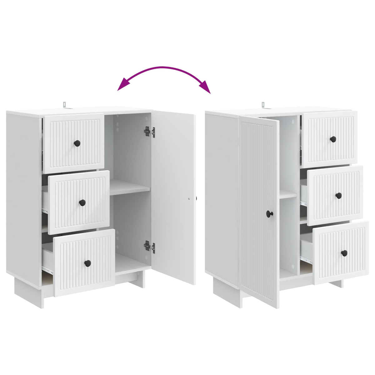 Sideboard Hvid 66 x 34,5 x 90 cm Konstrueret træ