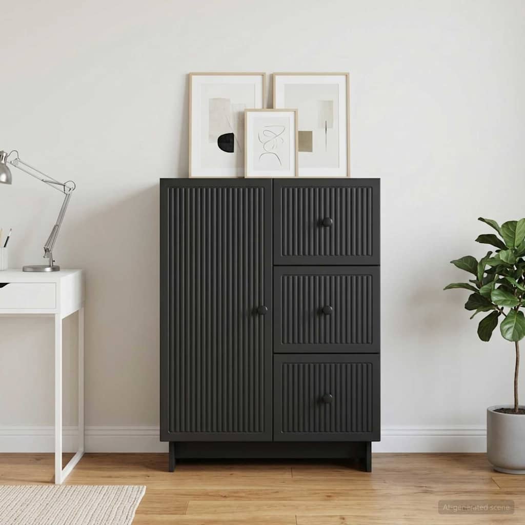 Sideboard med skuffe Sort 66 x 34,5 x 90 cm Konstrueret træ