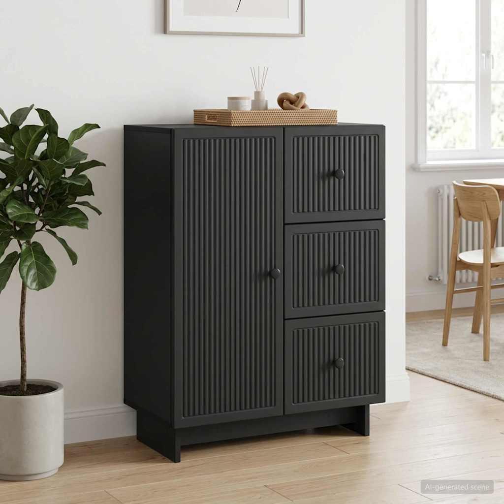 Sideboard med skuffe Sort 66 x 34,5 x 90 cm Konstrueret træ