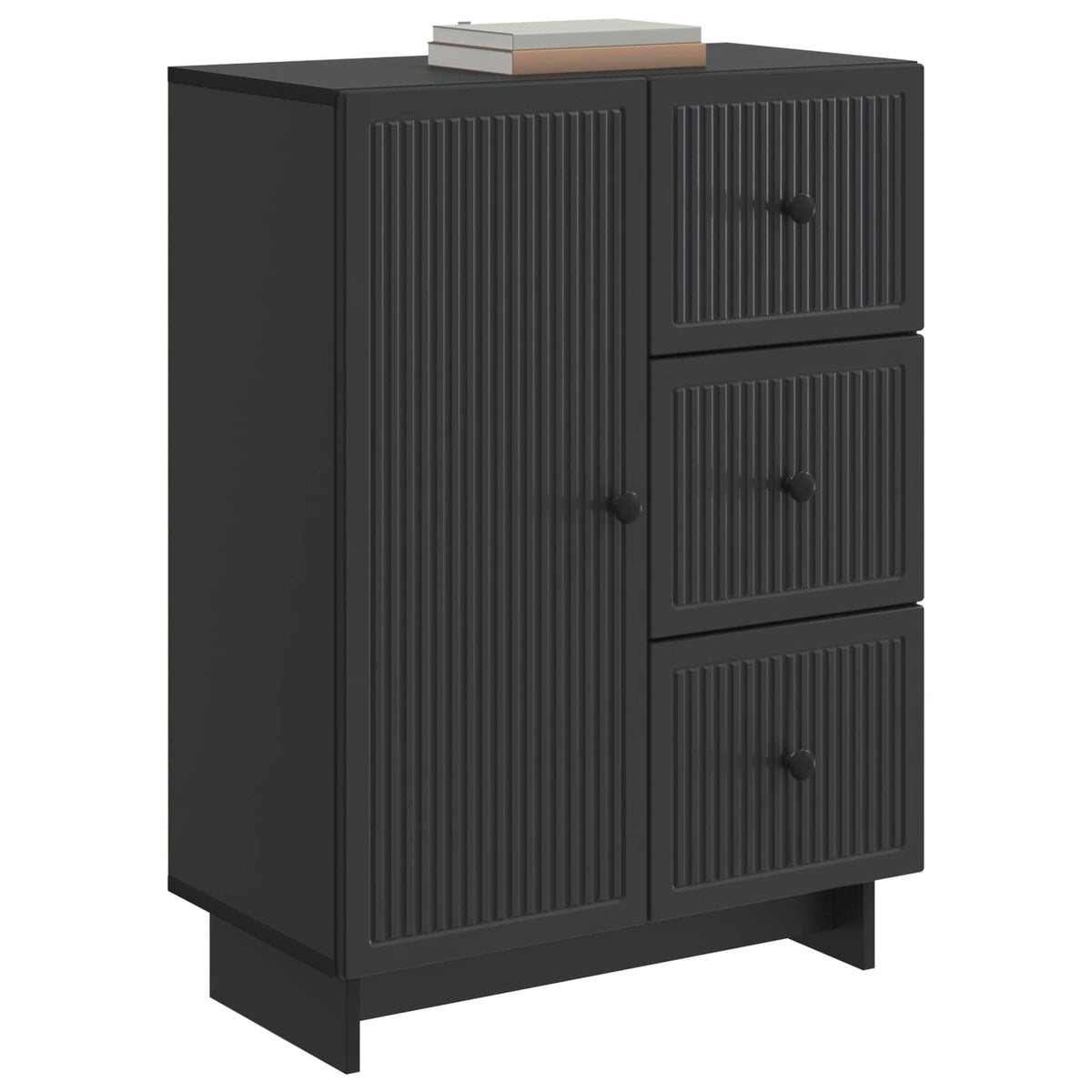 Sideboard med skuffe Sort 66 x 34,5 x 90 cm Konstrueret træ