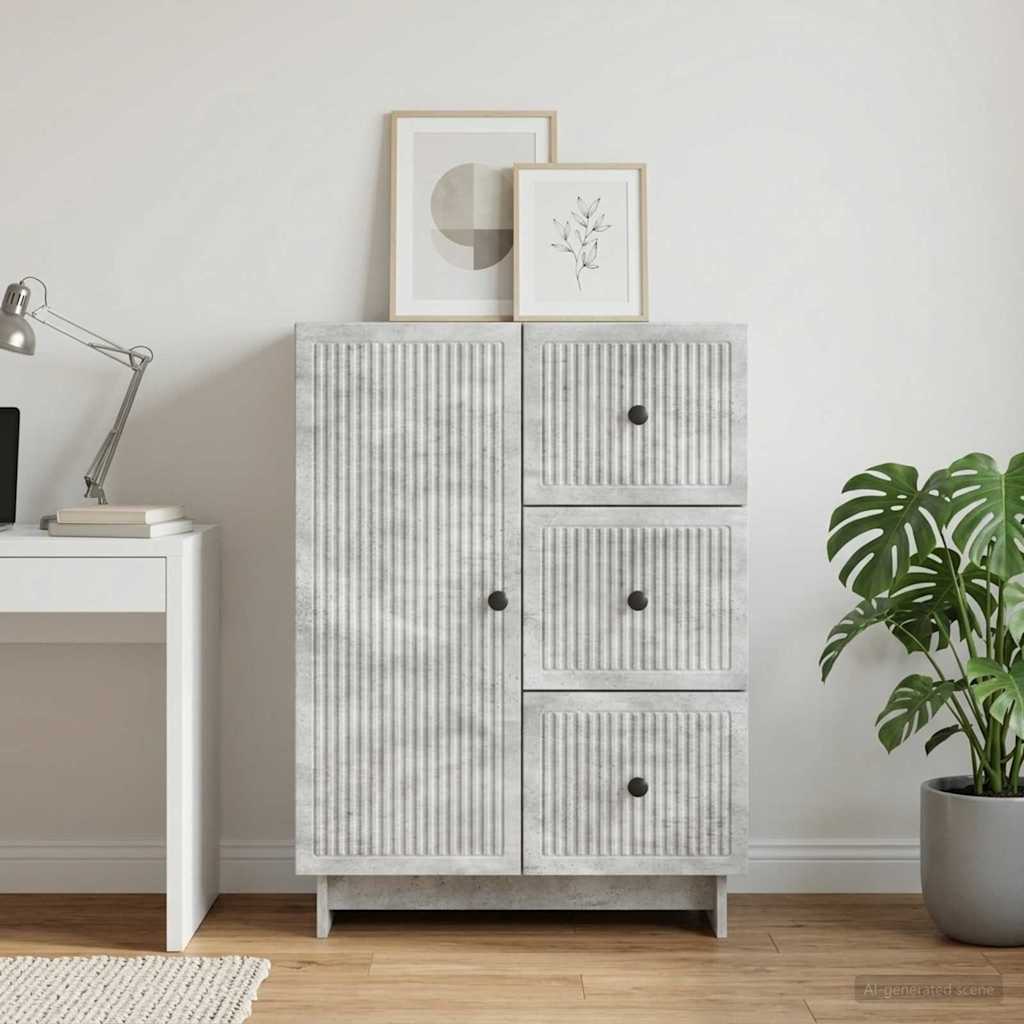 Sideboard med skuffe Betongrå 66 x 34,5 x 90 cm Konstrueret træ