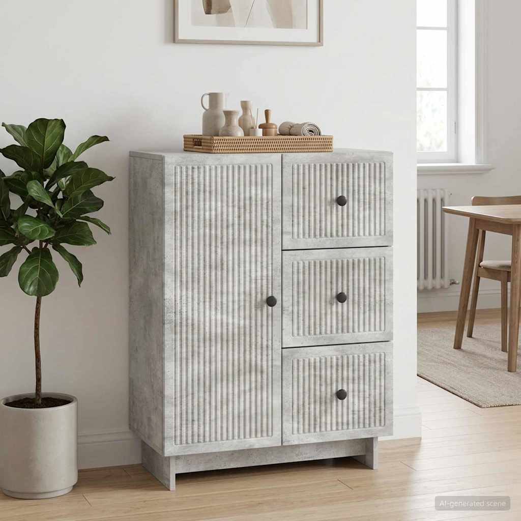 Sideboard med skuffe Betongrå 66 x 34,5 x 90 cm Konstrueret træ