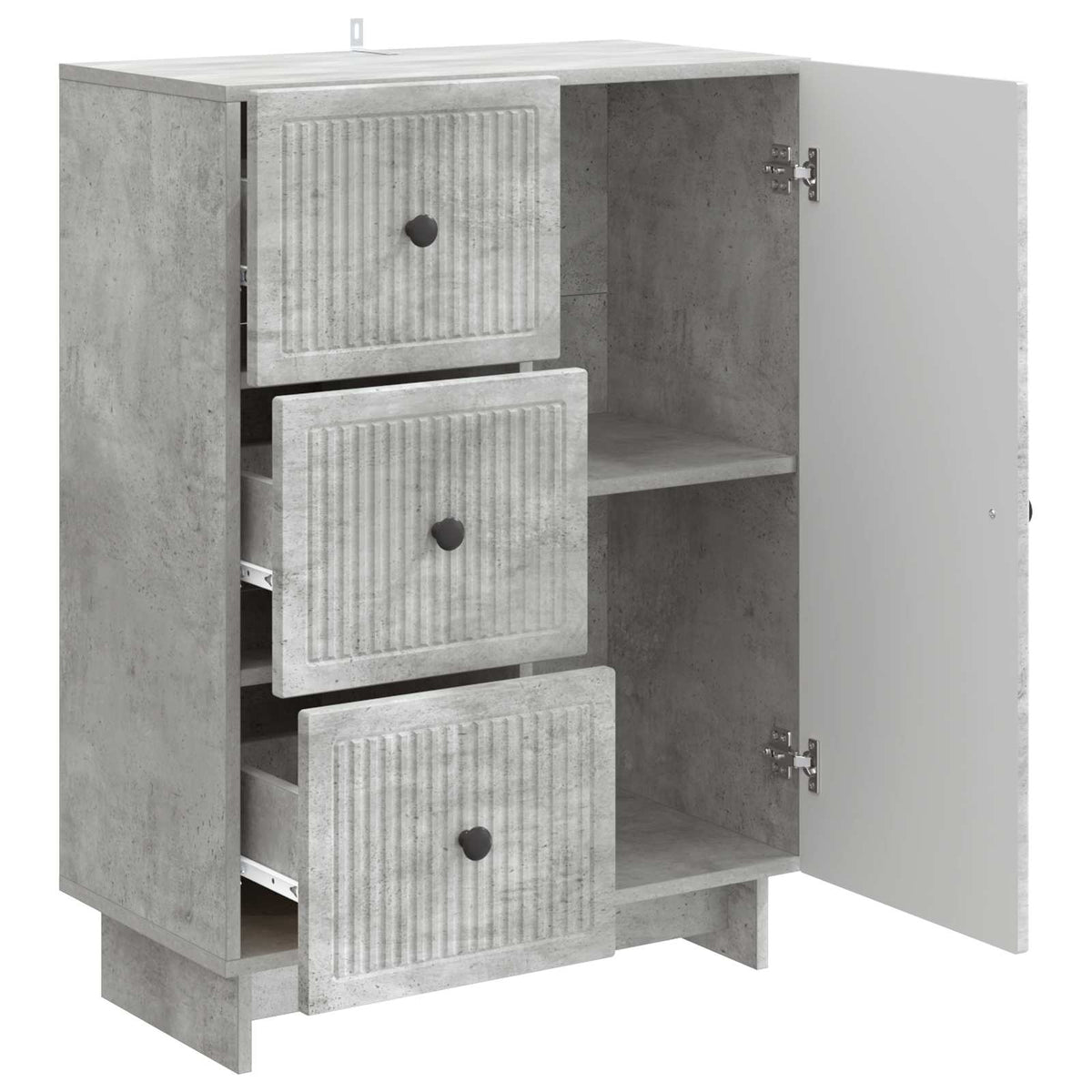 Sideboard med skuffe Betongrå 66 x 34,5 x 90 cm Konstrueret træ