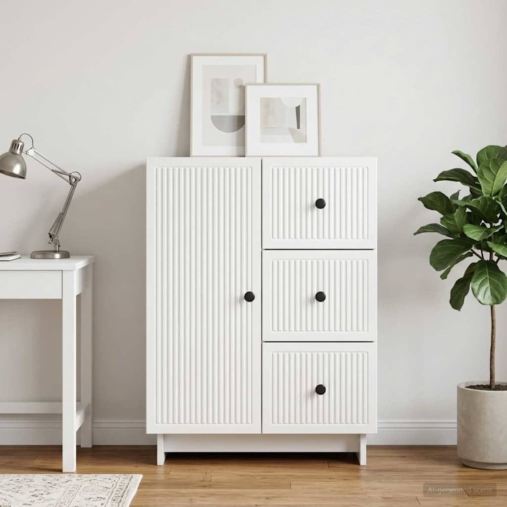 Sideboard Hvid højglans 66 x 34,5 x 90 cm Konstrueret træ