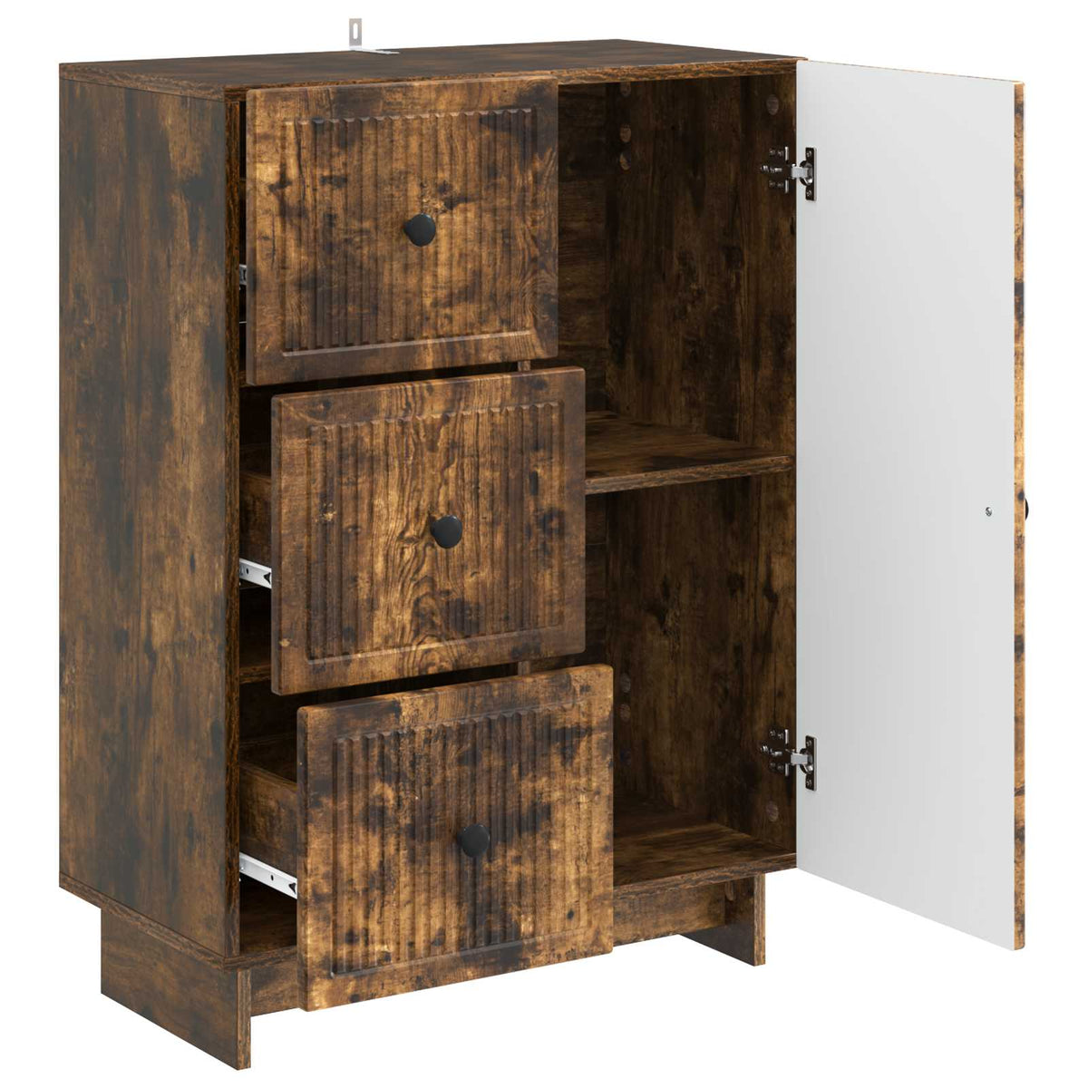 Sideboard med skuffe Røget eg 66 x 34,5 x 90 cm Konstrueret træ