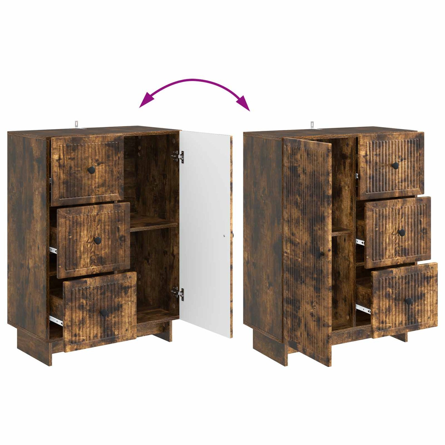 Sideboard med skuffe Røget eg 66 x 34,5 x 90 cm Konstrueret træ